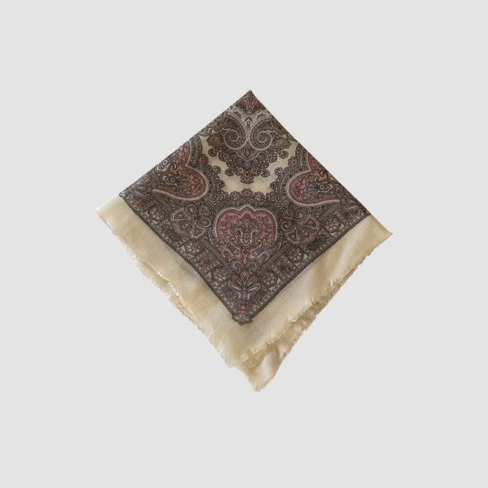 Vintage square scarf wool Scarf lightweight Paisley